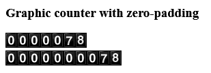 Example of a graphical hit counter with zero-padding